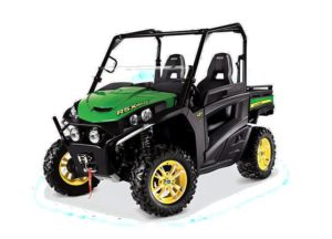 Green and black utility vehicle with large tires