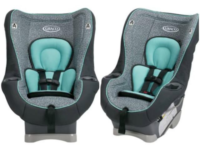 Two Graco car seats with a teal and gray design