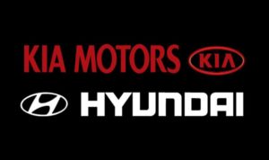 Kia Motors and Hyundai logo display on a black background