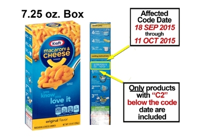 Kraft Macaroni & Cheese box with recall information