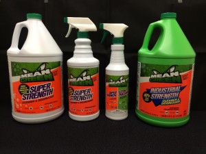 Various Mean Green cleaning products in different sizes and types