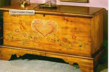 Hand-painted Lane cedar chest with floral designs