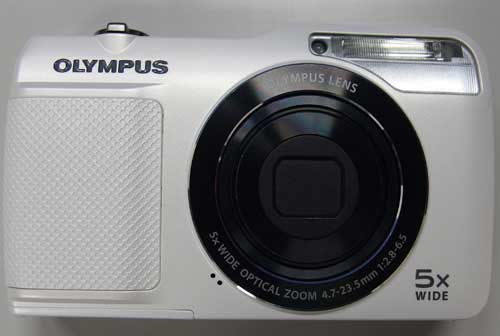 White Olympus digital camera with 5x optical zoom feature