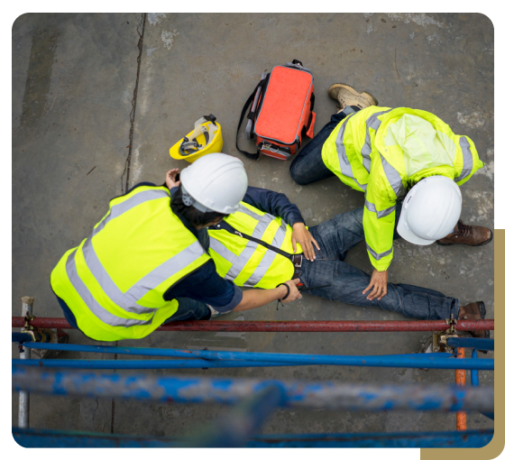 Construction Workers Assisting Injured Colleague